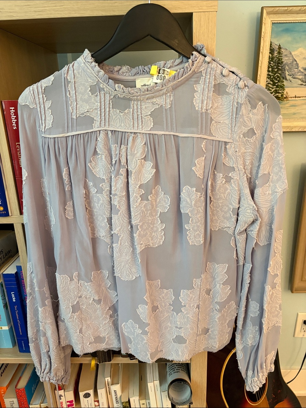 Wilfred Lavender Floral-Embroidered Long Sleeve Blouse